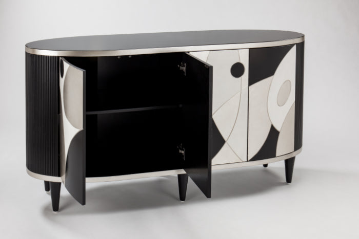 "2730-S Black and White 4-Door Wood Cabinet" | Vrxco.com