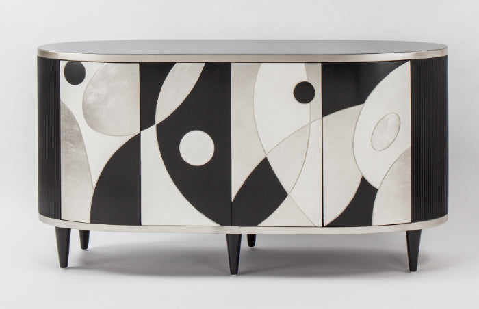 "2730-S Black and White 4-Door Wood Cabinet" | Vrxco.com