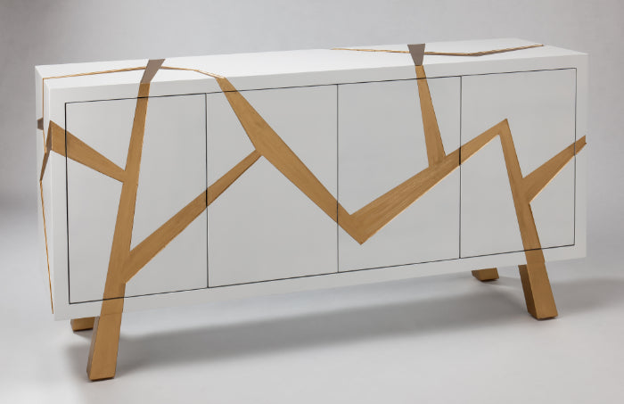 "2731-S White and Gold Wood Cabinet" | Vrxco.com