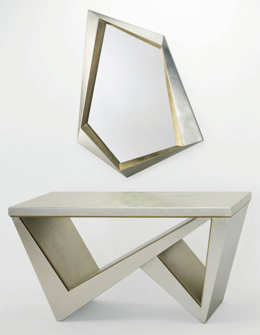 "2893-D Silverleaf with Gold Wood Console Table" | Vrxco.com