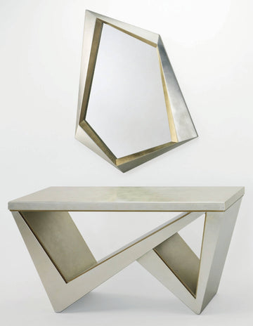 "2893-D Silverleaf with Gold Wood Console Table" | Vrxco.com