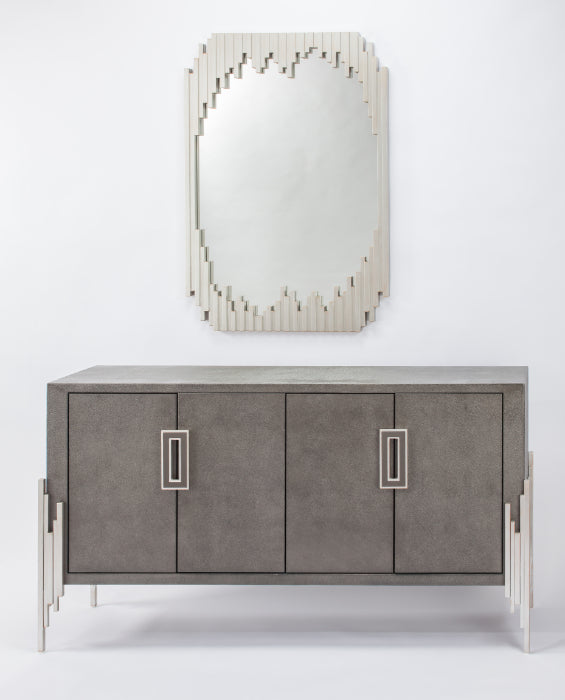 2930-S Smoky Gray Wood and Silver Metal Cabinet with modern design | Vrxco.com