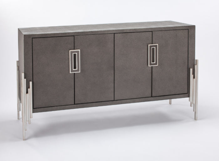 2930-S Smoky Gray Wood and Silver Metal Cabinet with modern design | Vrxco.com