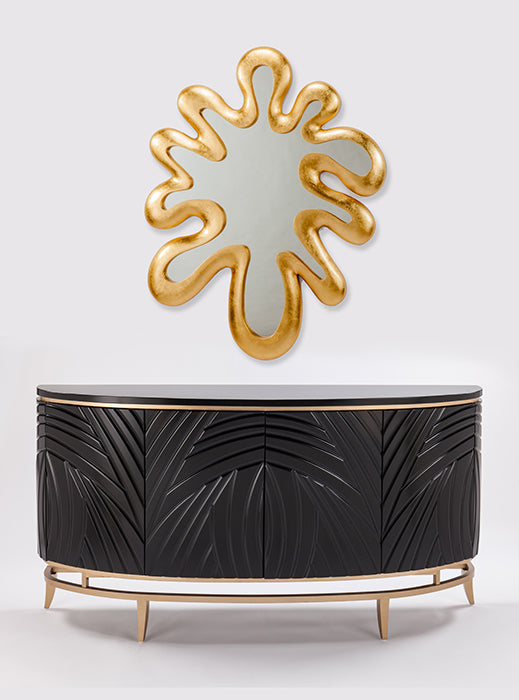 2932-S Black Wood and Gold Metal Cabinet with modern design | Vrxco.com