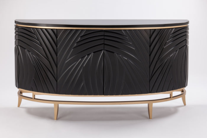 2932-S Black Wood and Gold Metal Cabinet with modern design | Vrxco.com