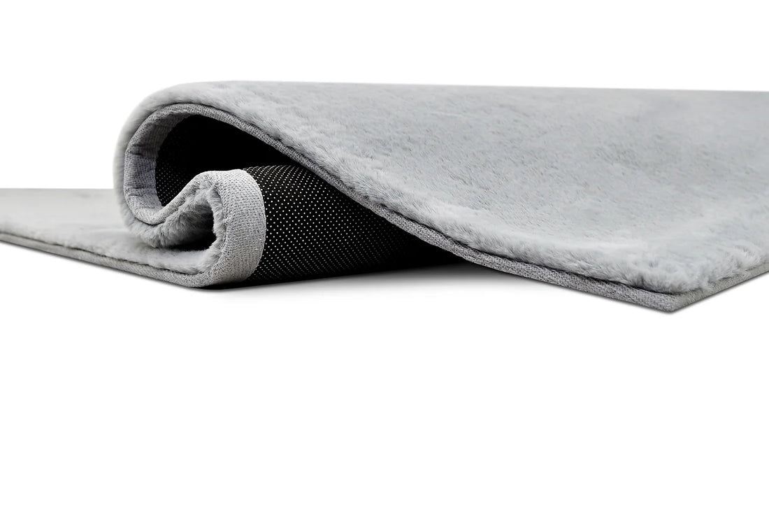 Rabbit Solid Silver Rug with solid silver color and plush texture | Vrxco.com