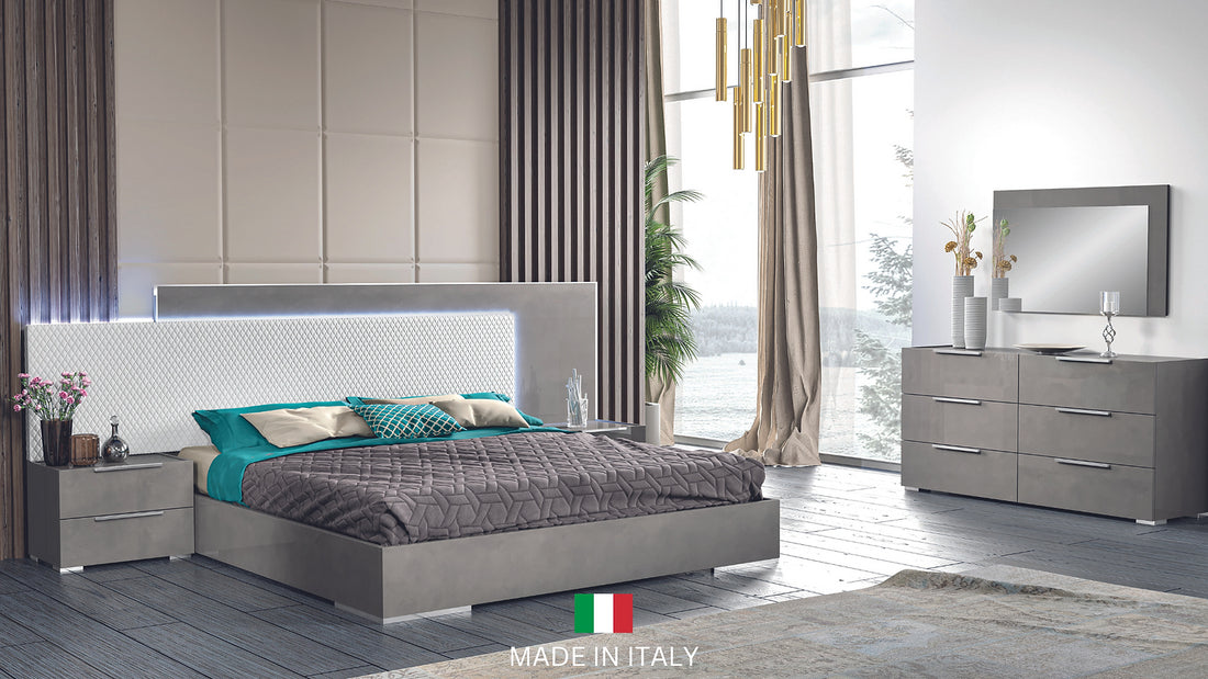 "Fabiana Collection Bedroom Set in Grey with stylish design and contemporary finishes" | Vrxco.com