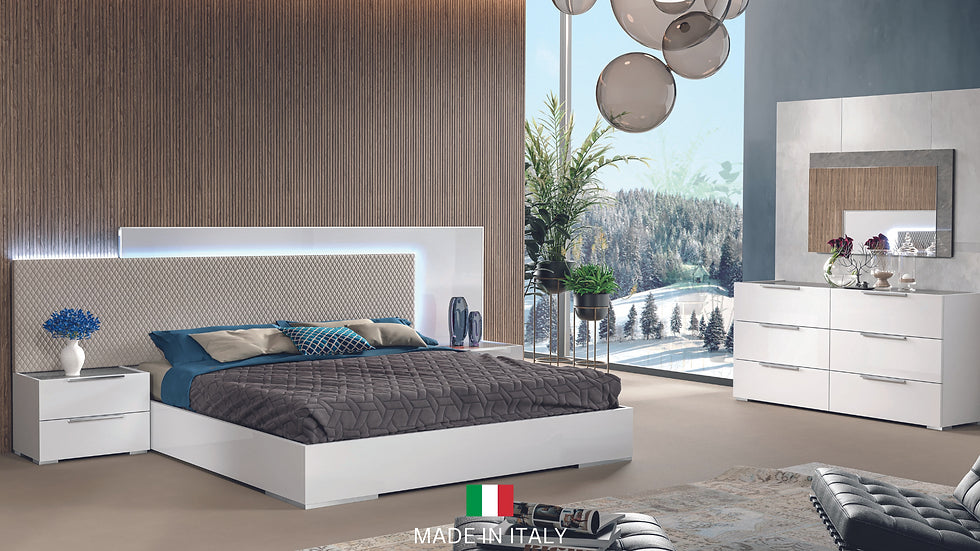 "Fabiana Collection Bedroom Set in White with stylish design and contemporary finishes"| Vrxco.com