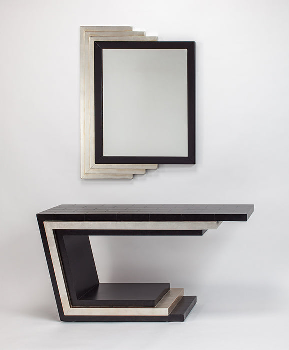 4427-D Espresso and Silverleaf Wood Console Table with modern design | Vrxco.com