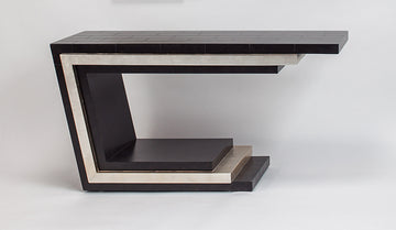 4427-D Espresso and Silverleaf Wood Console Table with modern design | Vrxco.com