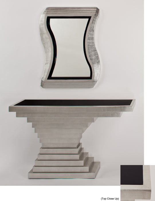 4431-D Black and Silver Wood Console Table with modern design | Vrxco.com