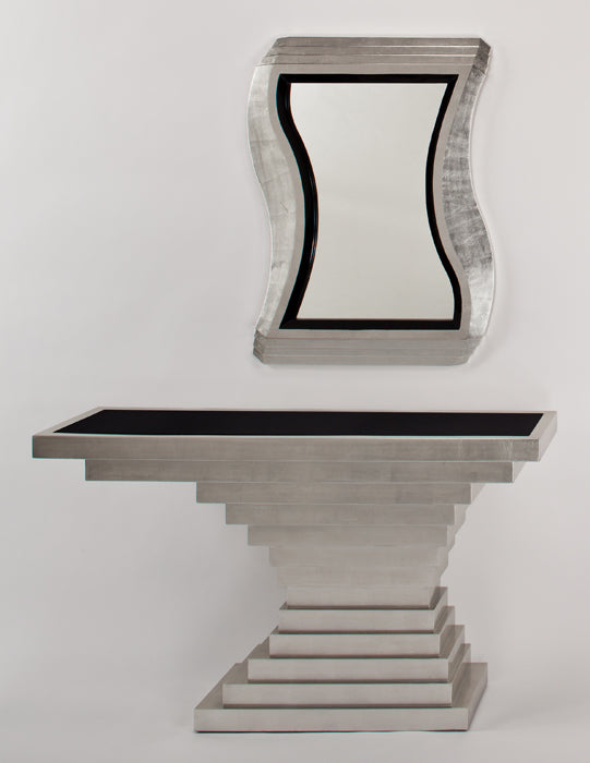 4431-D Black and Silver Wood Console Table with modern design | Vrxco.com