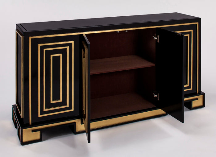 4440-S Black and Goldleaf Wood Cabinet with elegant design | Vrxco.com