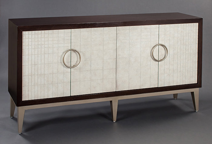 4495-S Tobacco Finish 4-Door Cabinet - Stylish and Modern Storage Solution | Vrxco.com