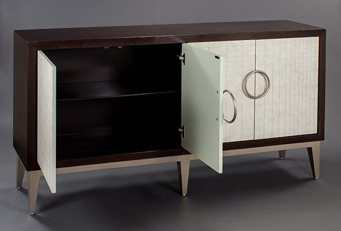 4495-S Tobacco Finish 4-Door Cabinet - Stylish and Modern Storage Solution | Vrxco.com