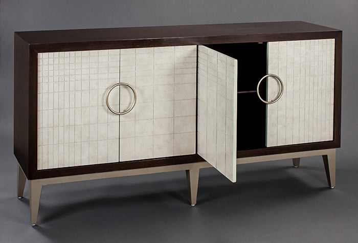 4495-S Tobacco Finish 4-Door Cabinet - Stylish and Modern Storage Solution | Vrxco.com