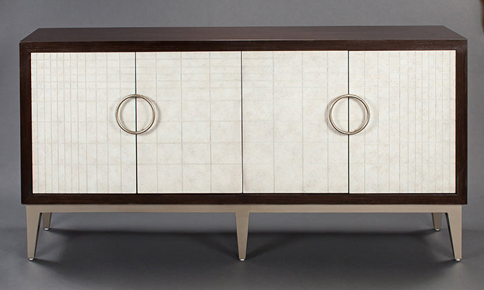 4495-S Tobacco Finish 4-Door Cabinet - Stylish and Modern Storage Solution | Vrxco.com