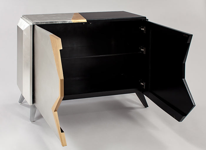 4497-S Black, Gold, and Silver 2-Door Cabinet - Stylish and Modern Storage Solution | Vrxco.com