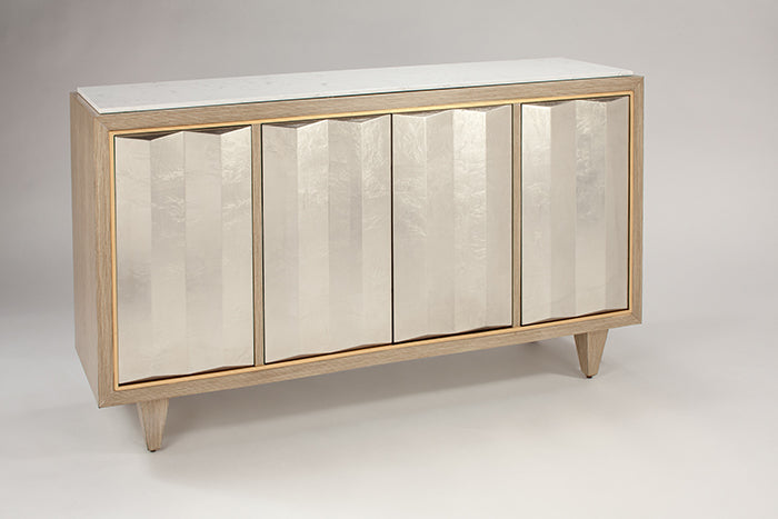 "4503-S Silver Metallic 4-Door Wood Cabinet with Stone Top" | Vrxco.com