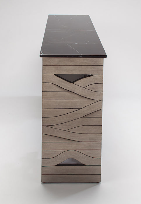 "4508-D Antiqued Silver Wood with Marble Top Console Table" | Vrxco.com