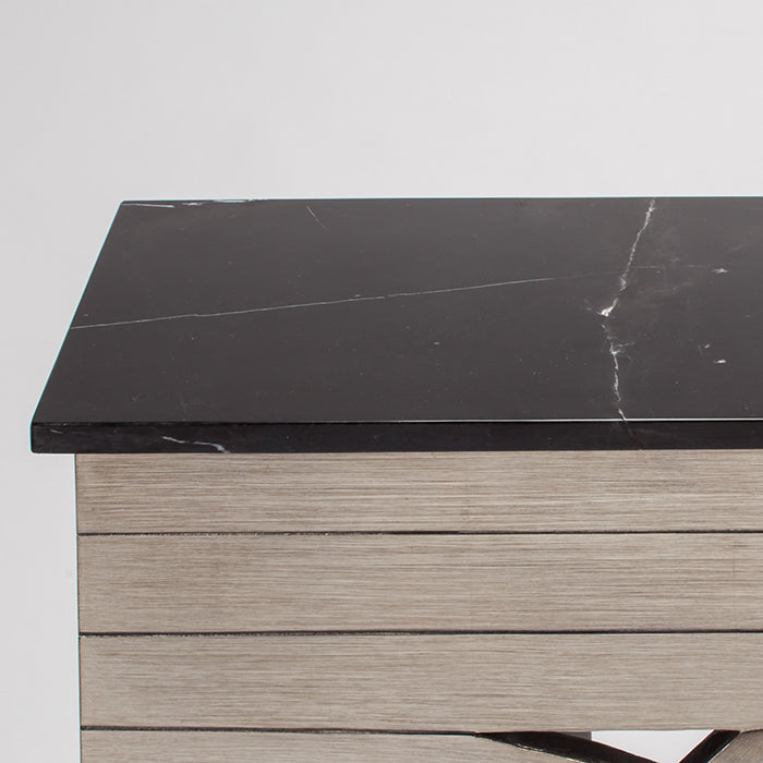 "4508-D Antiqued Silver Wood with Marble Top Console Table" | Vrxco.com