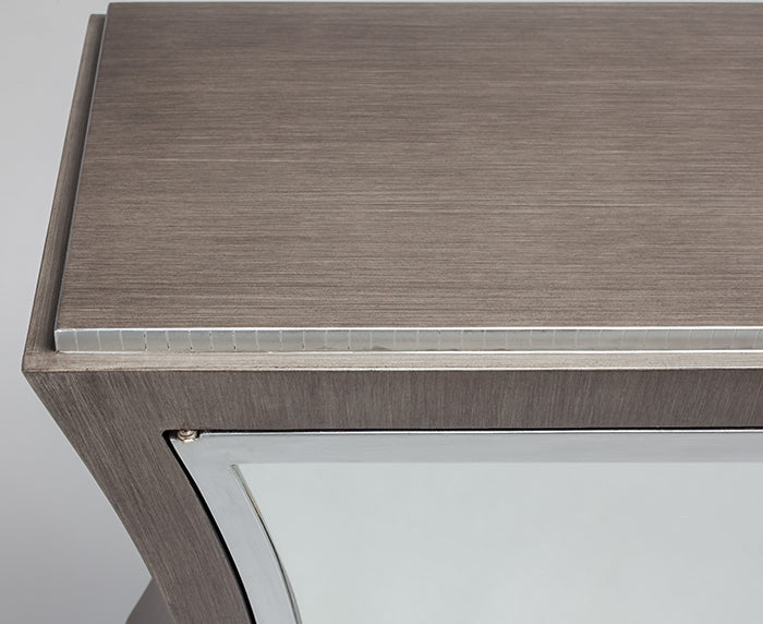 "4509-S Gray and Silver 2-Door Wood, Mirror Front Cabinet" | Vrxco.com