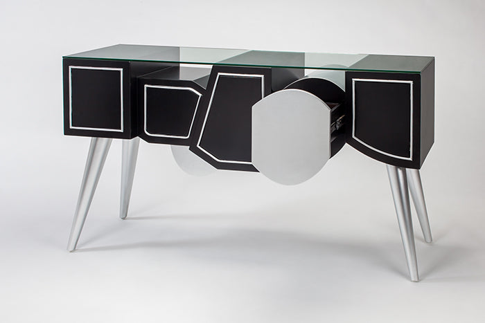 "4511-S Black and Silverleaf Wood Cabinet" | Vrxco.com
