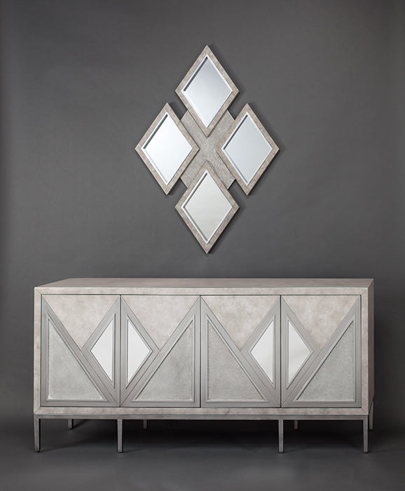Chic 4F07-S silver wood cabinet with mirror insert, ideal for elegant storage | Vrxco.com