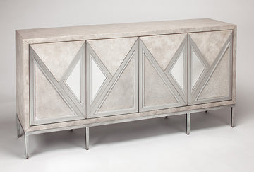 Chic 4F07-S silver wood cabinet with mirror insert, ideal for elegant storage | Vrxco.com