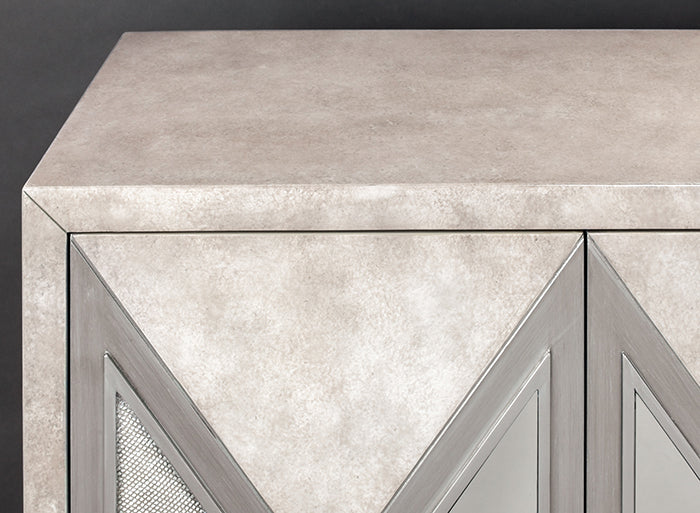 Chic 4F07-S silver wood cabinet with mirror insert, ideal for elegant storage | Vrxco.com