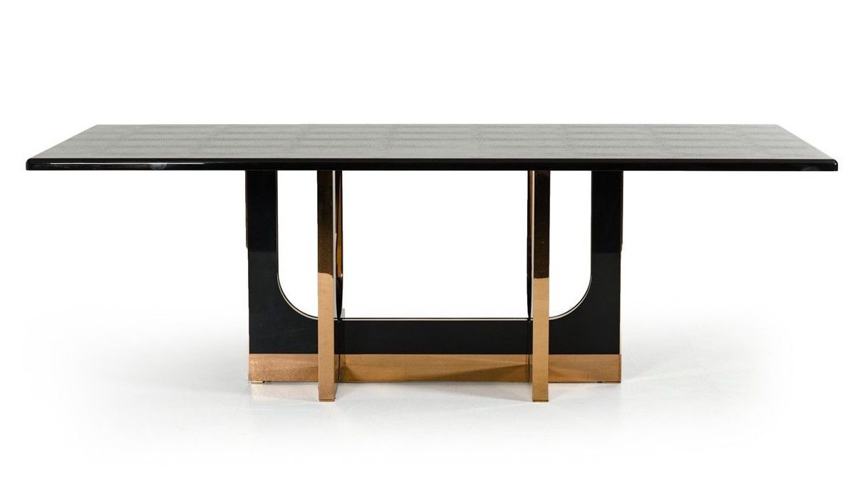 "A&X Padua Modern Large Black Crocodile & Rosegold Dining Table with luxurious design" | Vrxco.com