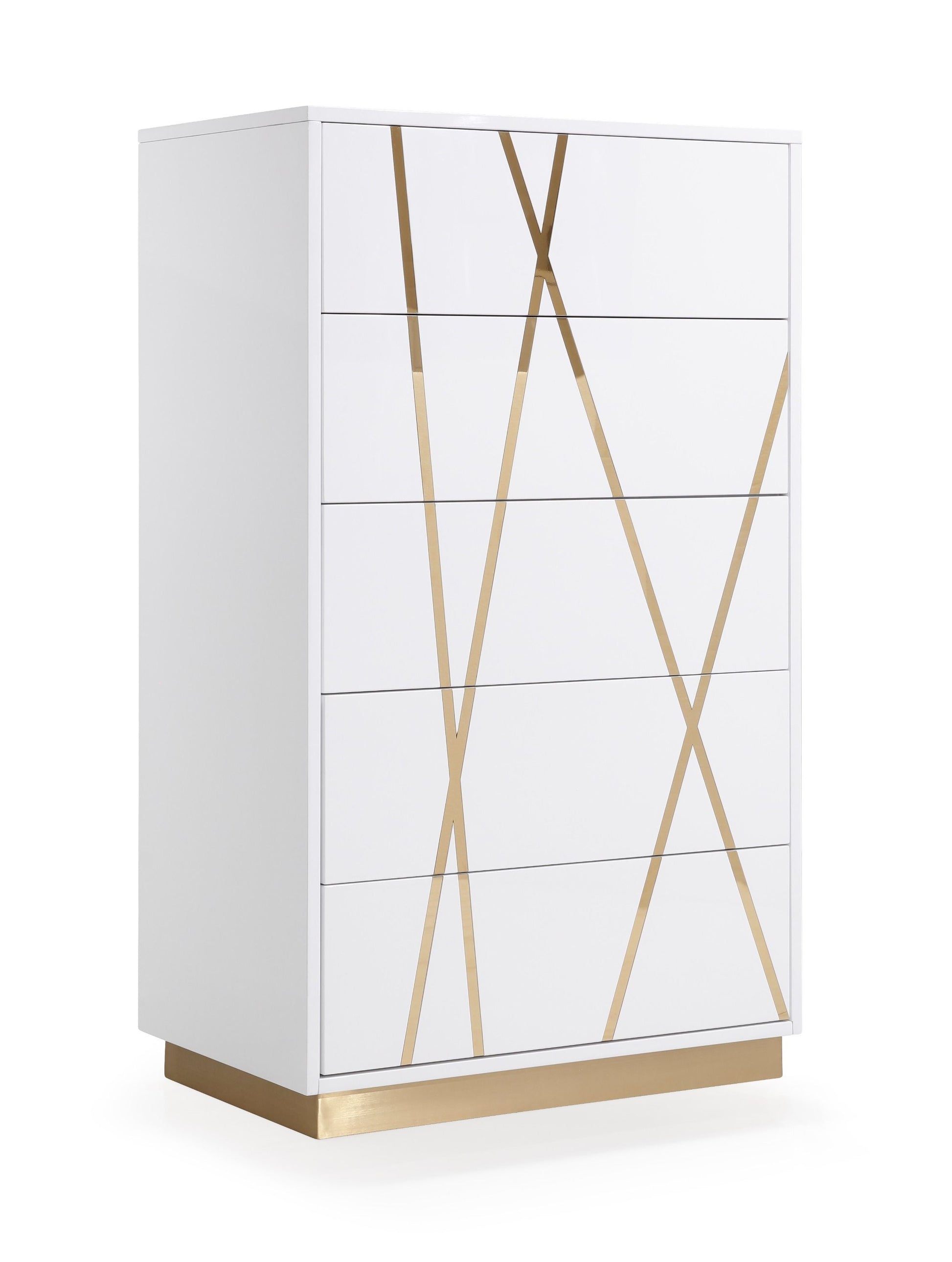Modrest Nixa Modern White & Gold Bedroom Set showcasing luxury and modern design | Vrxco.com