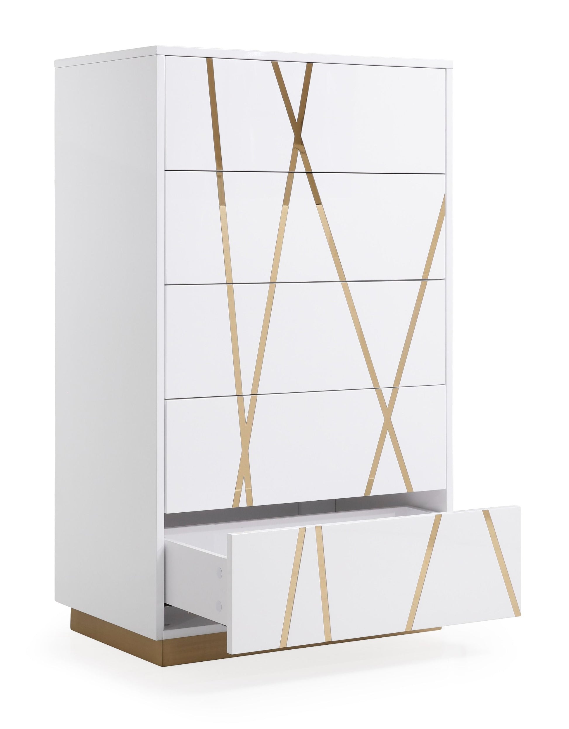 Modrest Nixa Modern White & Gold Bedroom Set showcasing luxury and modern design | Vrxco.com