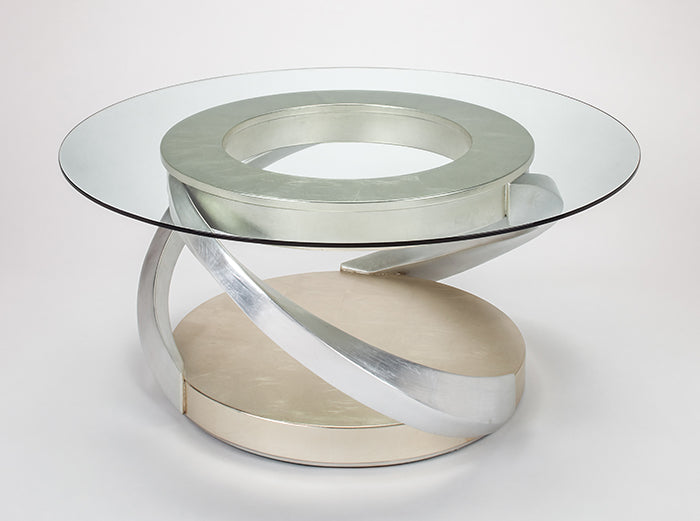 "7834-CF Coffee Table with carbon fiber base and glass top" | Vrxco.com