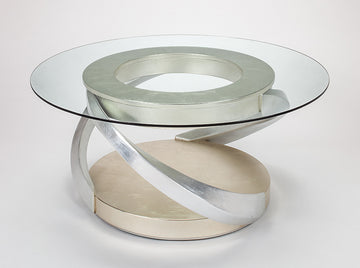 "7834-CF Coffee Table with carbon fiber base and glass top" | Vrxco.com
