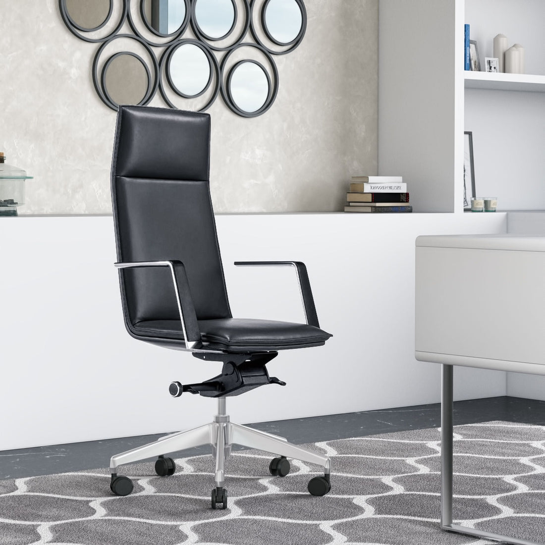 Modrest Gorsky Black High Back Executive Office Chair showcasing ergonomic design and support | Vrxco.com