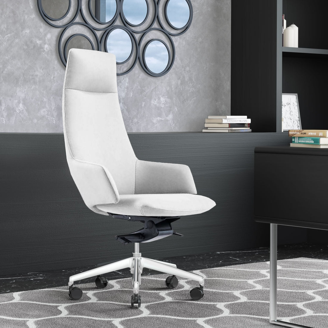 Modrest Gates White High Back Office Chair showcasing modern design and ergonomic support | Vrxco.com
