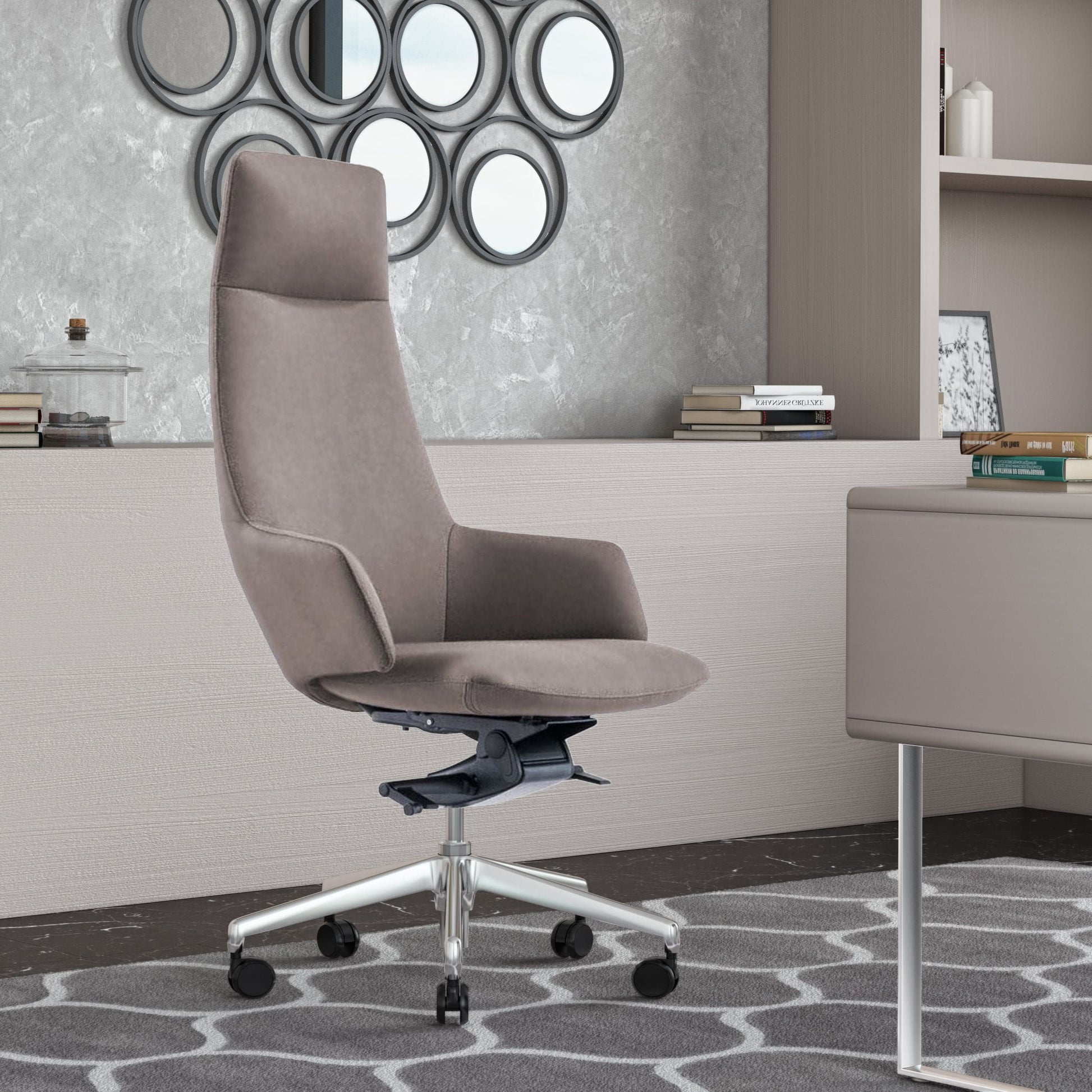 Modrest Gates Grey High Back Office Chair showcasing ergonomic support and modern design | Vrxco.com