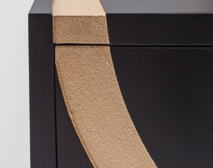 "7F05-SB Black and Gold 4-Door Wood Cabinet with elegant design" | Vrxco.com