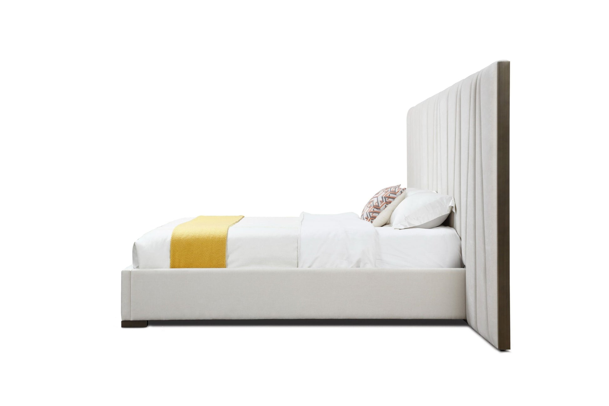 "Modrest Nixa Beige Velvet & Brushed Bronze & Birch Wood Bedroom Set - Modern luxury bedroom set" | Vrxco.com