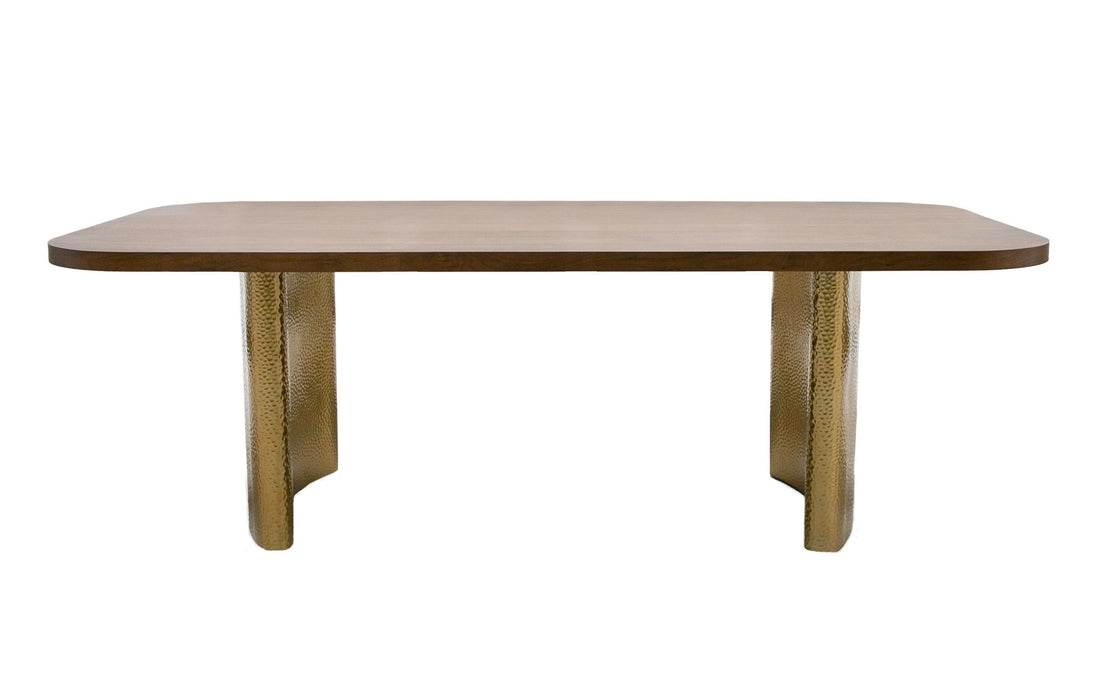 Modrest Marjorie Walnut & Brushed Gold Dining Table showcasing luxury and elegance | Vrxco.com