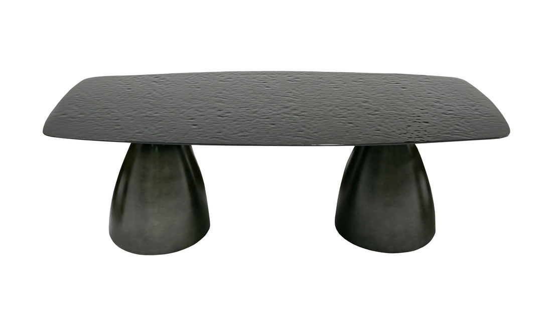 "Modrest Calexico Black Wave Glass Rectangular Dining Table - Modern dining table" | Vrxco.com