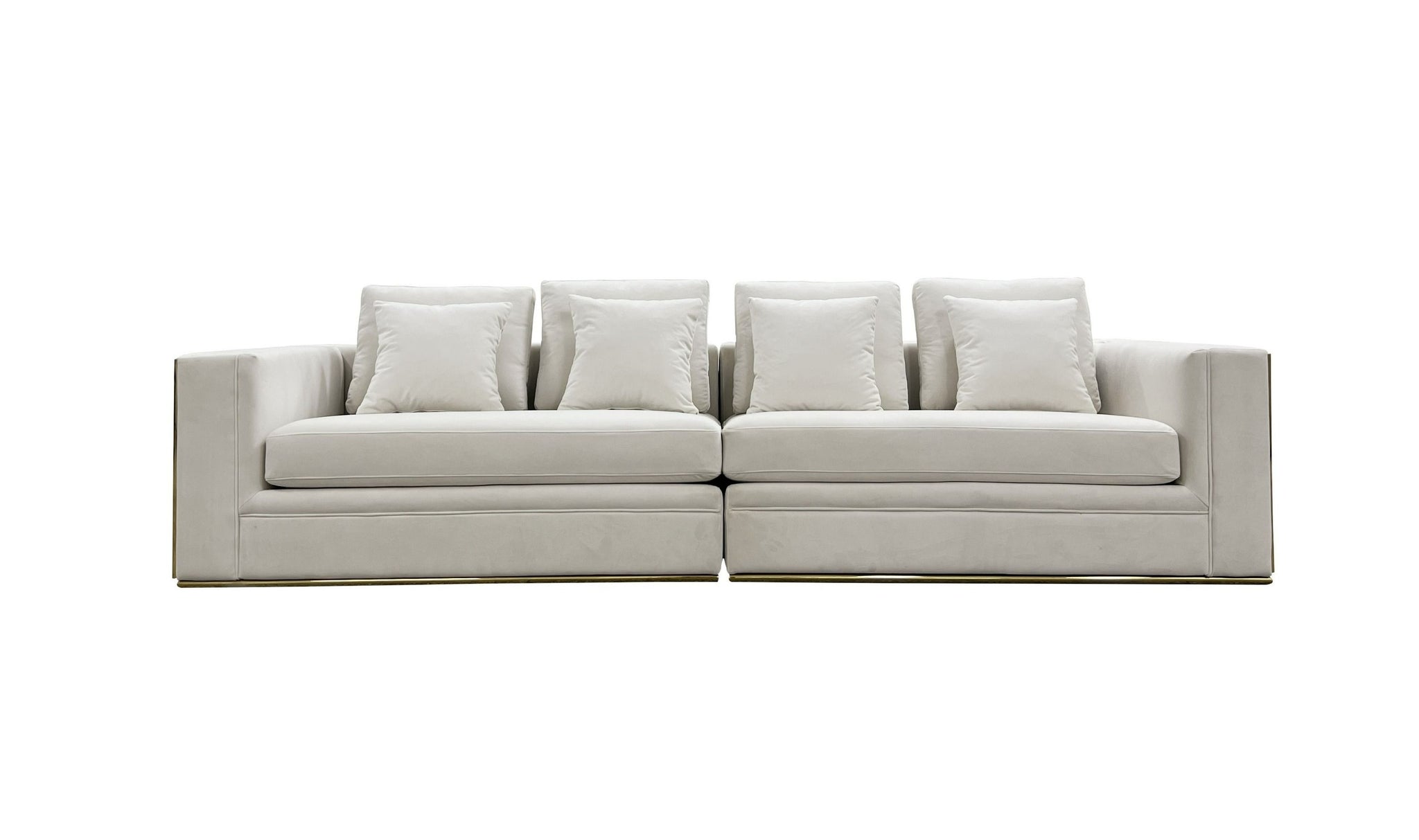 "Divani Casa Mobray - Glam Light Grey Velvet Gold Sofa - Elegant and luxurious living room furniture" | Vrxco.com