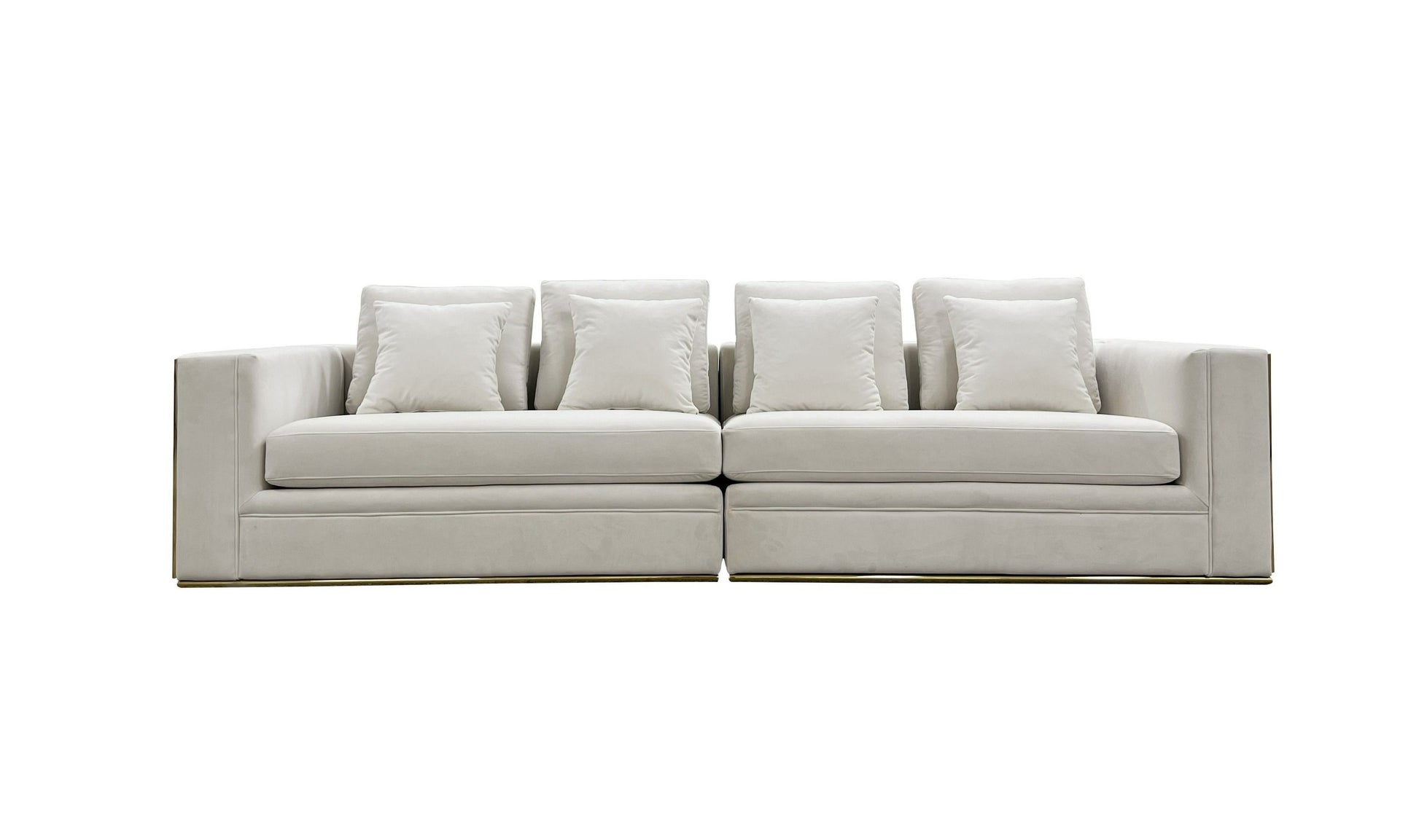 "Divani Casa Mobray - Glam Light Grey Velvet Gold Sofa - Elegant and luxurious living room furniture" | Vrxco.com