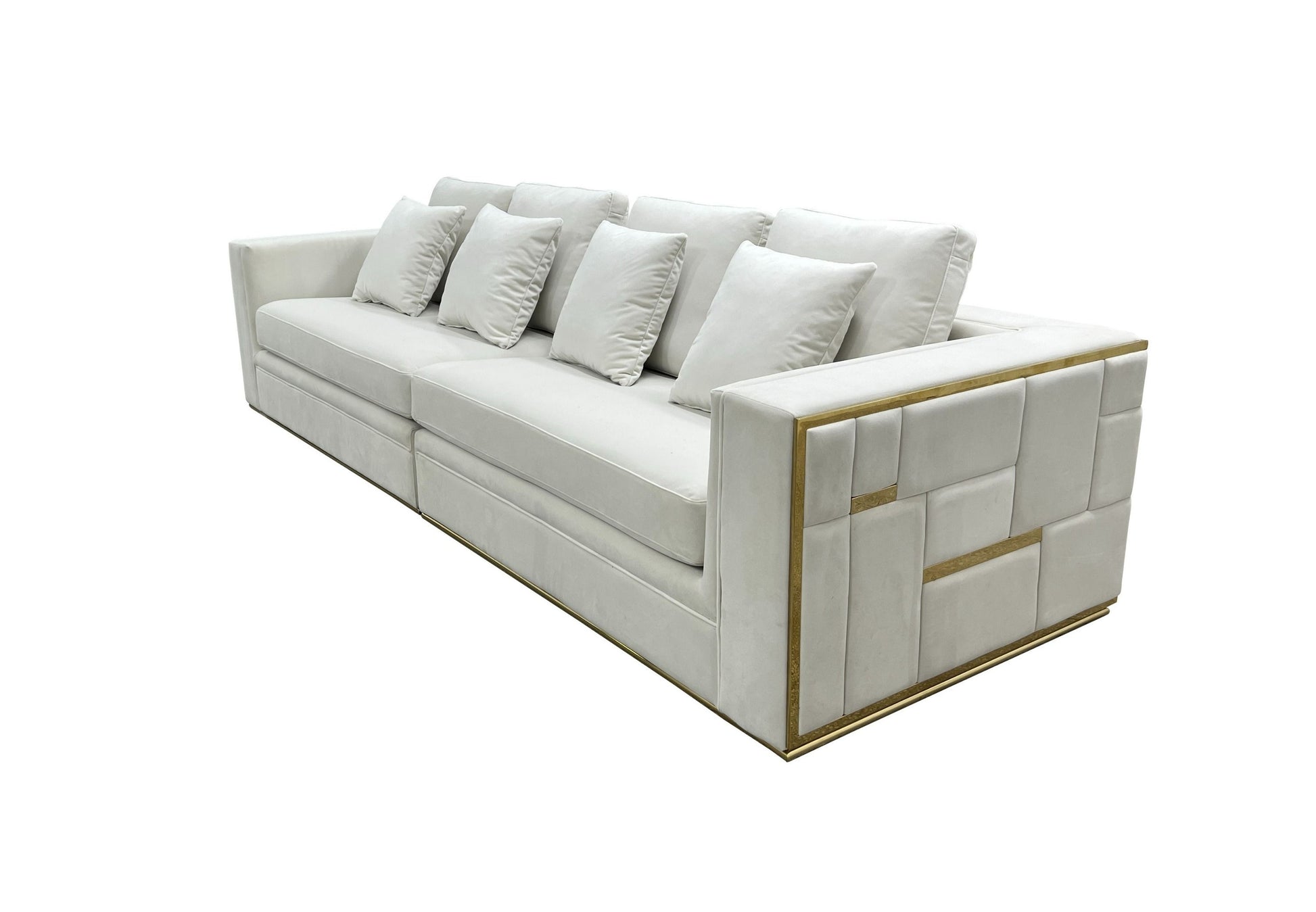 "Divani Casa Mobray - Glam Light Grey Velvet Gold Sofa - Elegant and luxurious living room furniture" | Vrxco.com