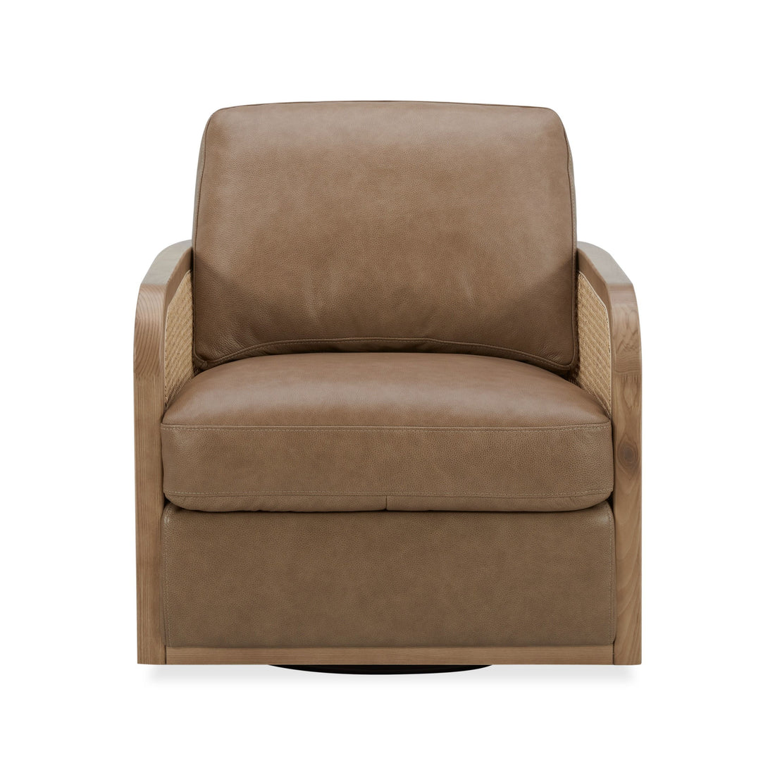 "Divani Casa Danson Modern Tan Leather Wicker Swivel Accent Chair Stylish and unique living room furniture" | Vrxco.com