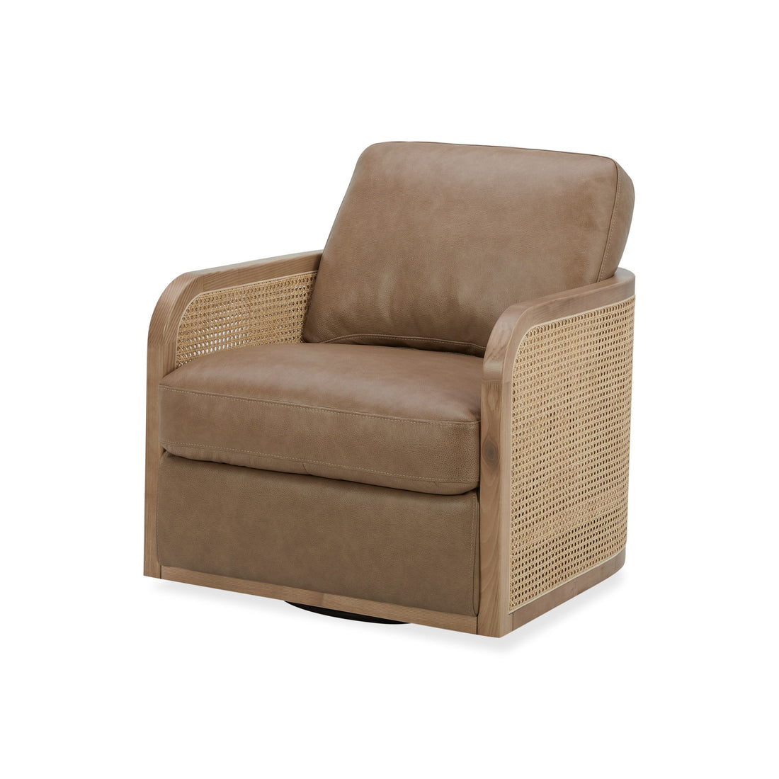 "Divani Casa Danson Modern Tan Leather Wicker Swivel Accent Chair Stylish and unique living room furniture" | Vrxco.com