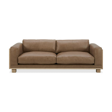 "Divani Casa Danson - Modern Tan Leather + Wicker Sofa - Stylish and unique living room furniture" | Vrxco.com