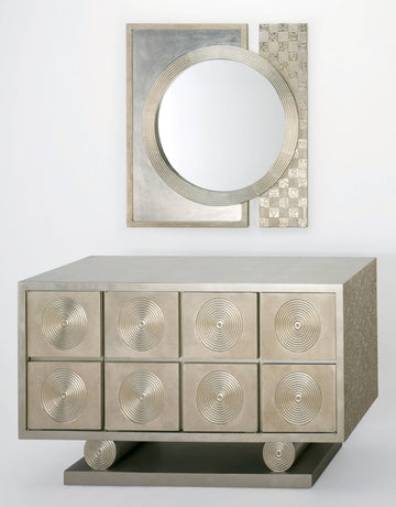 A1928-S Old World Silver and Gold 4-Door Wood Cabinet with elegant design | Vrxco.com