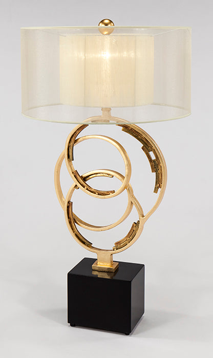 "AD1099-LM Table Lamp with sleek metal base and stylish fabric lampshade" | Vrxco.com